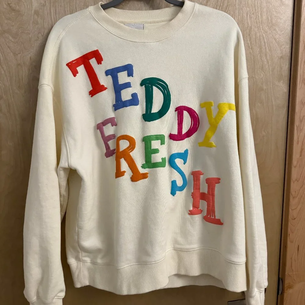 Teddy Fresh Hand Drawn Puffy Paint Crewneck - Cream / Large - Picture 1 of 2